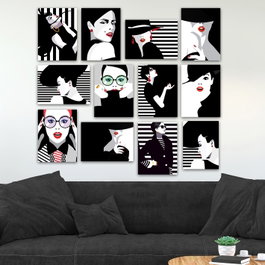 Wallity Set de 12 Cuadros Decorativos Multicolor en MDF de 20 x 15 cm
